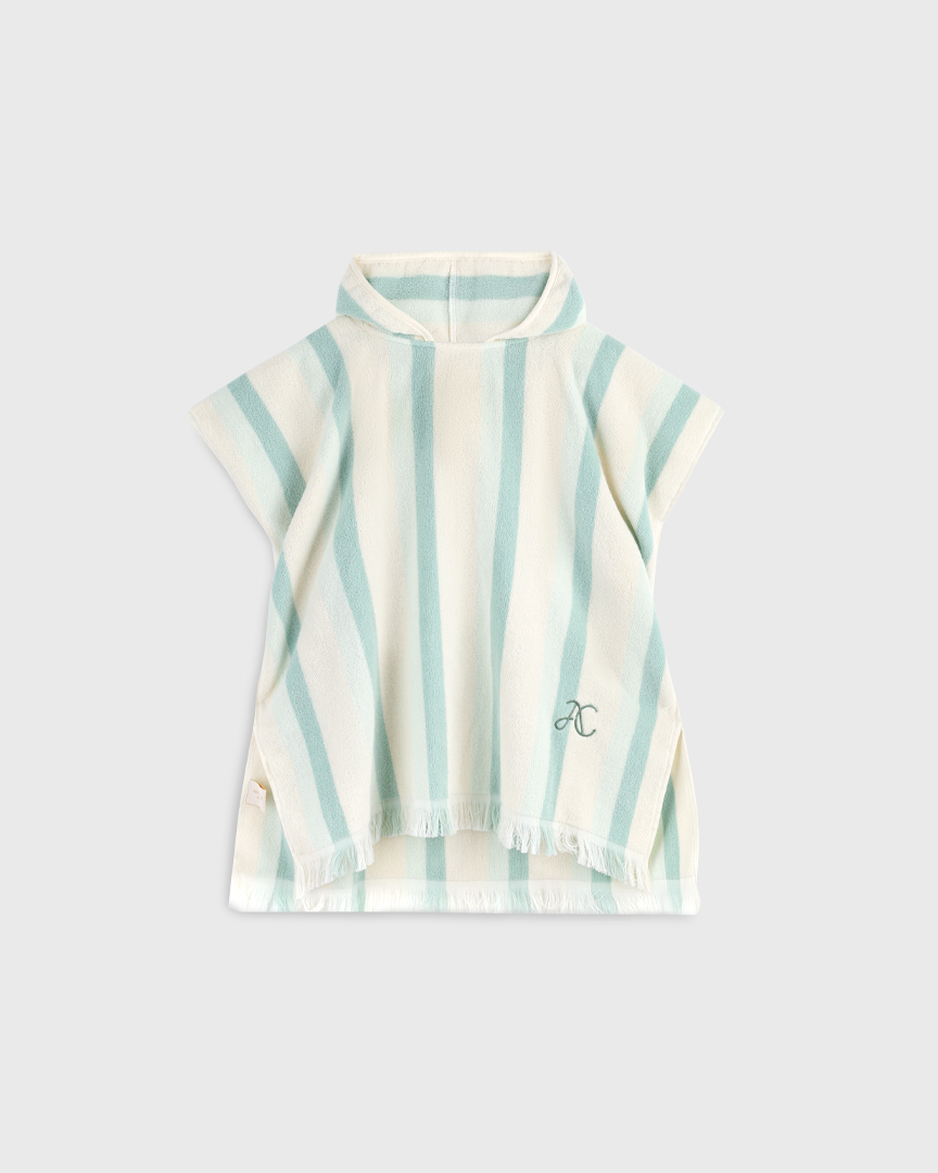 

Детское пончо махровое в полоску, мятный