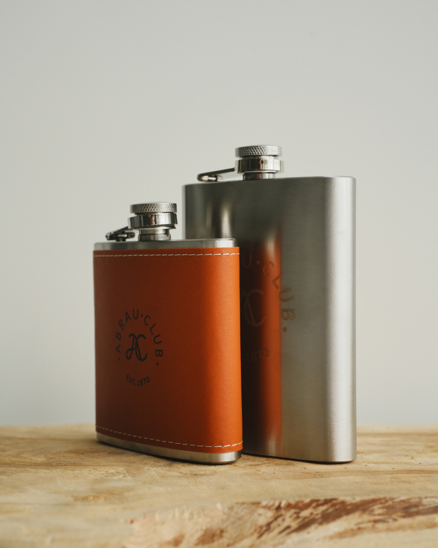 

Стальная фляга в переплёте из эко-кожи, коричневый