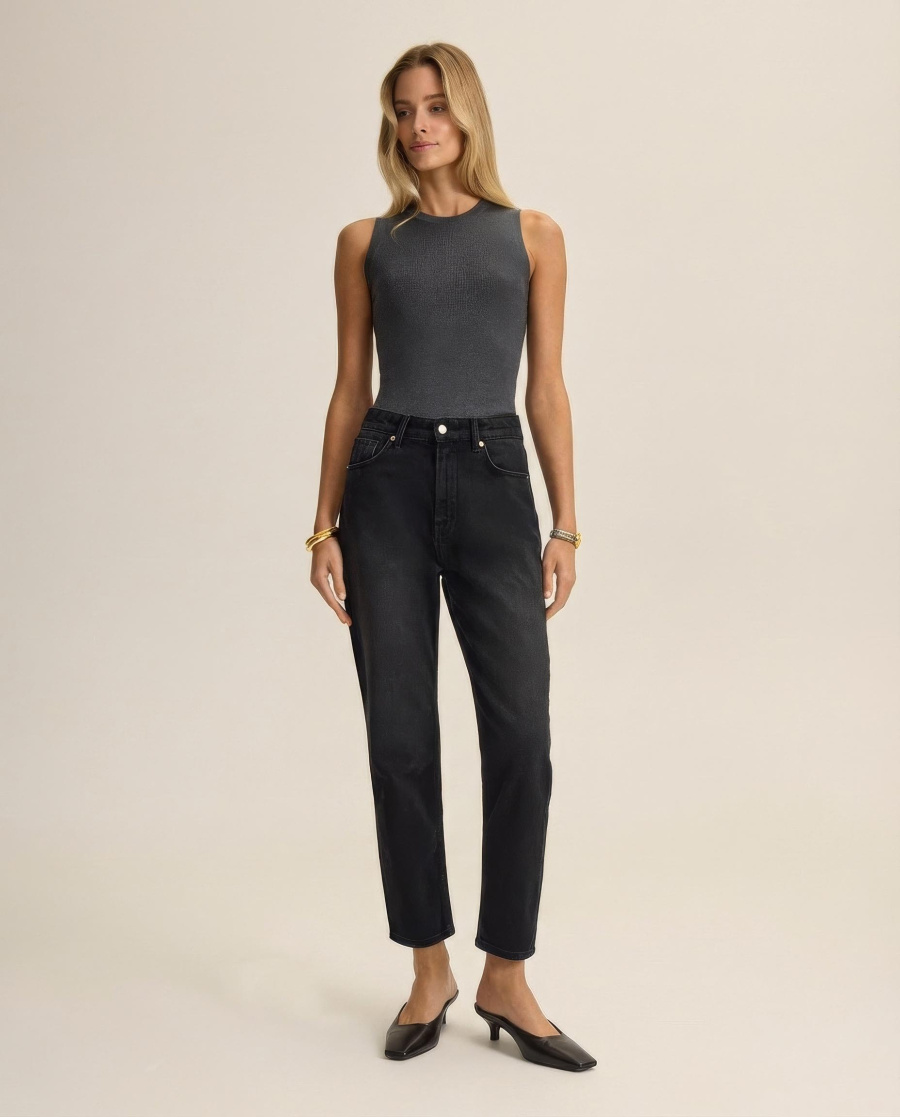 

Джинсы Mom Fit с высокой посадкой, черный