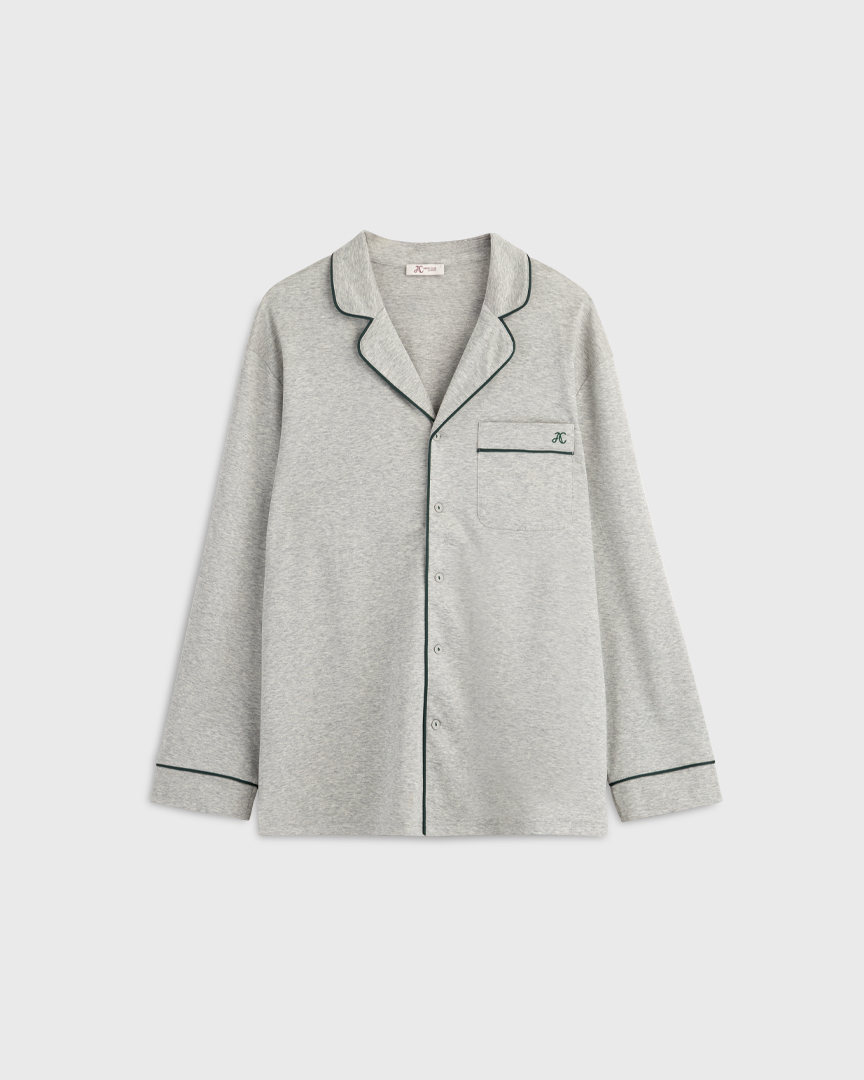 Мужская пижамная рубашка с контрастной отделкой серый 8990₽