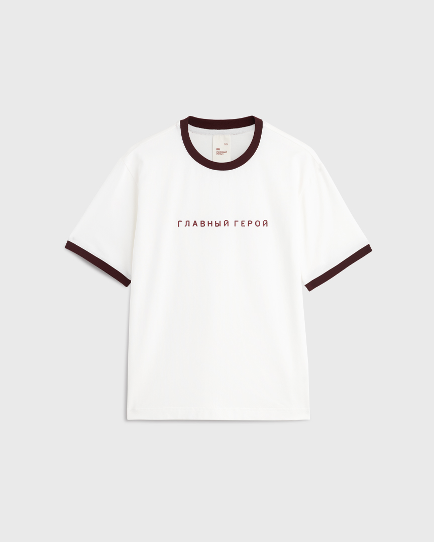 

Футболка Unisex, Abrau Club x Первый план, белый с бордовым