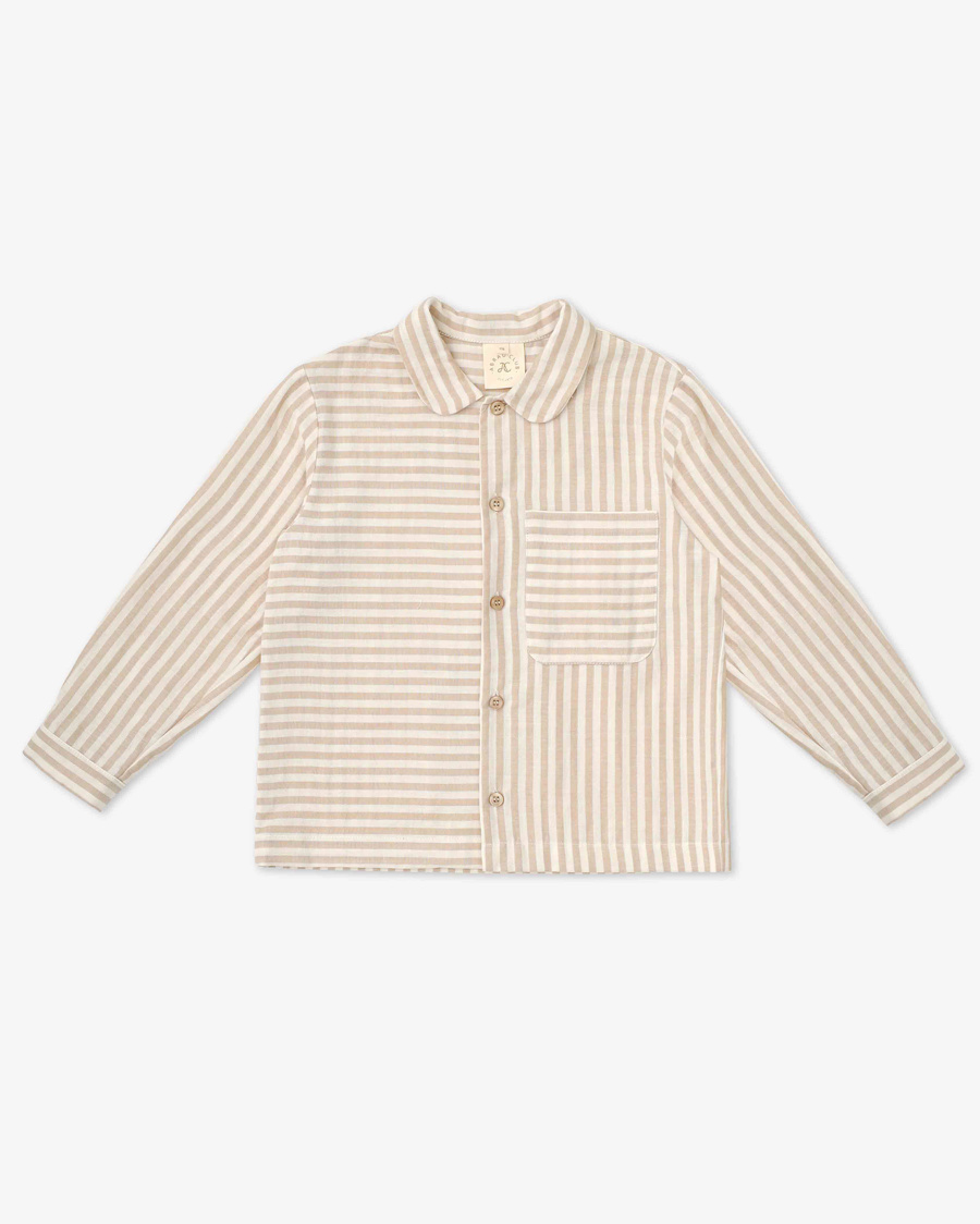 

Детская рубашка в полоску Unisex из муслина, бежевый
