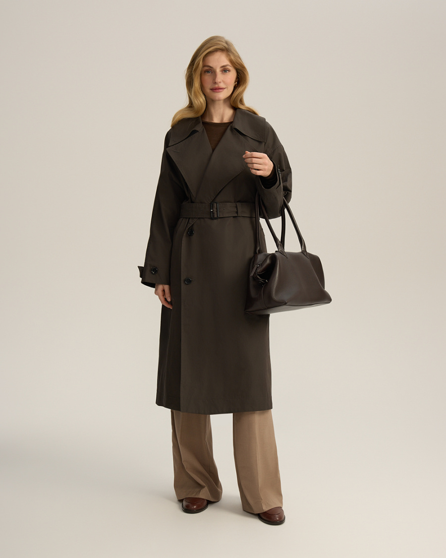 

Двубортный оверсайз тренч, хаки