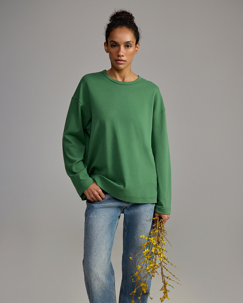 Хлопковый лонгслив Unisex, зеленый