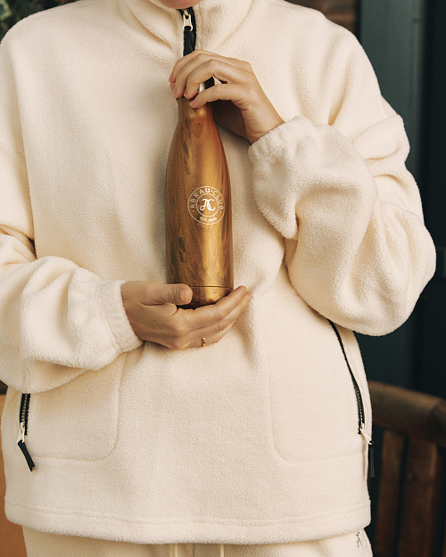 Флисовая толстовка с вышивкой, молочный