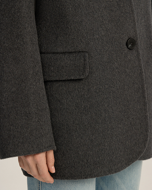 Шерстяной жакет из пальтовой ткани, серый