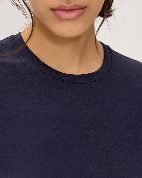 Приталенная футболка из хлопка и модала, синий