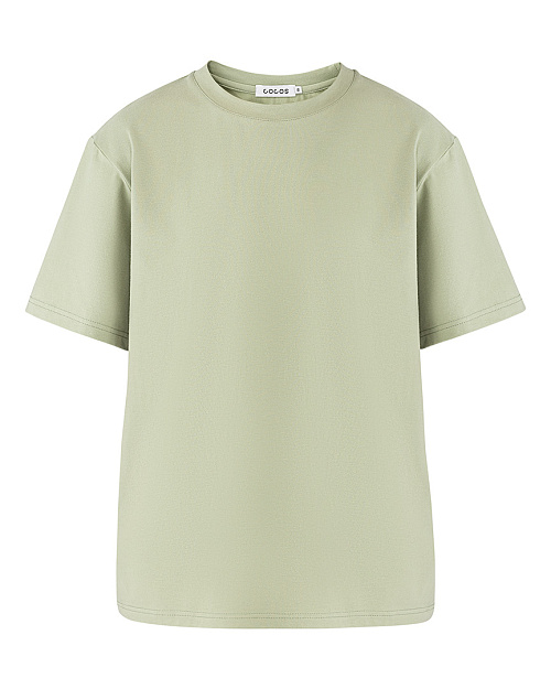 Свободная футболка из премиум-хлопка, с легким велюровым эффектом, зеленый