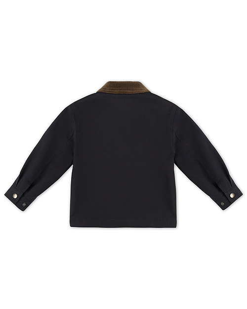 Детская хлопковая куртка Unisex с вельветовым воротником, темно-синий