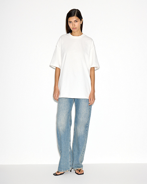 Оверсайз футболка с акцентными швами, из 100% хлопка, белый