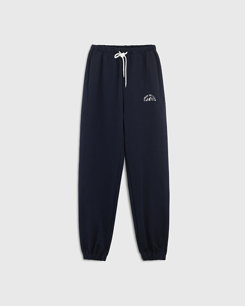 Свободные хлопковые джоггеры с вышивкой, темно-синий