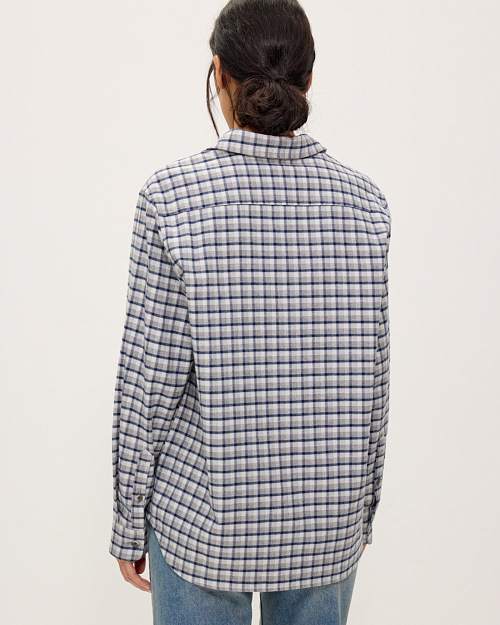 Клетчатая рубашка из плотного хлопка, серый