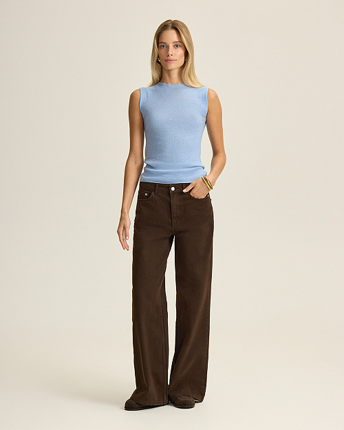 Вязаный топ из шерсти и кашемира, голубой