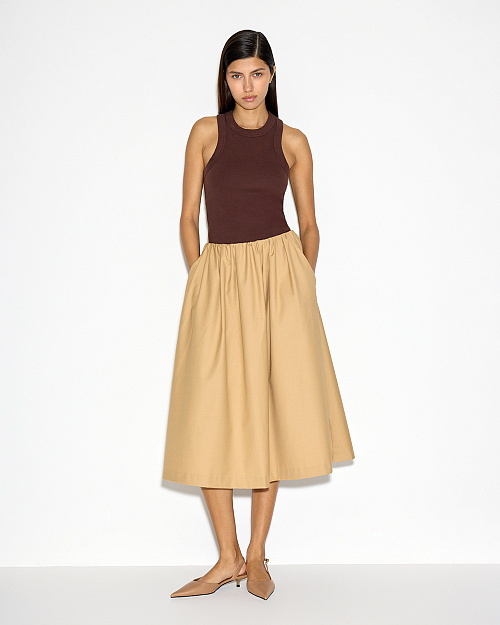 Майка с американской проймой, из хлопка и спандекса, коричневый