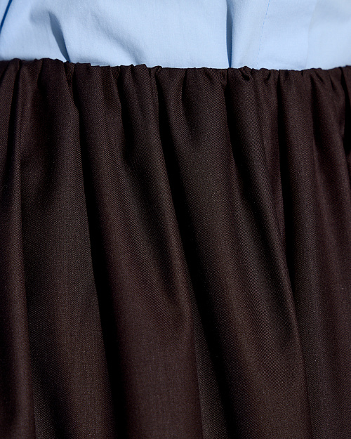 Свободная юбка миди с карманами, коричневый