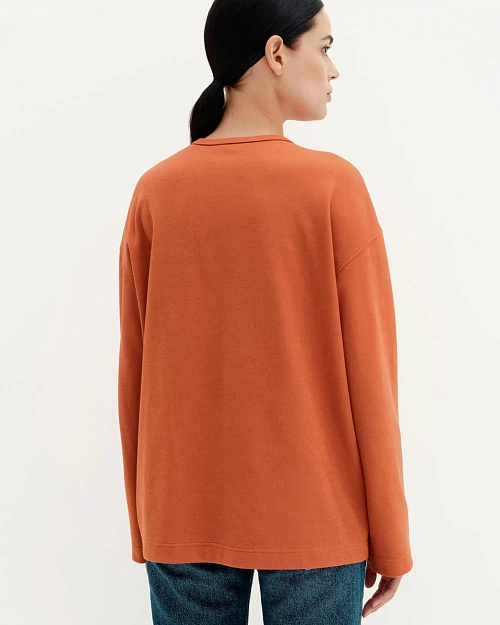 Свободный лонгслив прямого кроя, оранжевый