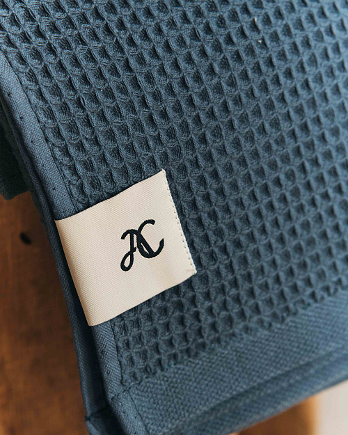 Полотенце вафельное, синий, 34x74 см