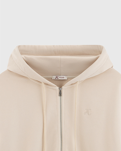 Хлопковая толстовка худи на молнии, сливочный