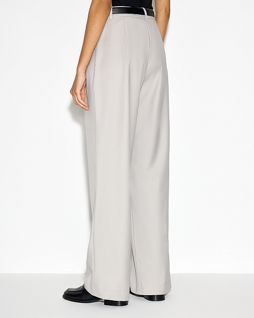 Прямые брюки c защипами, серый