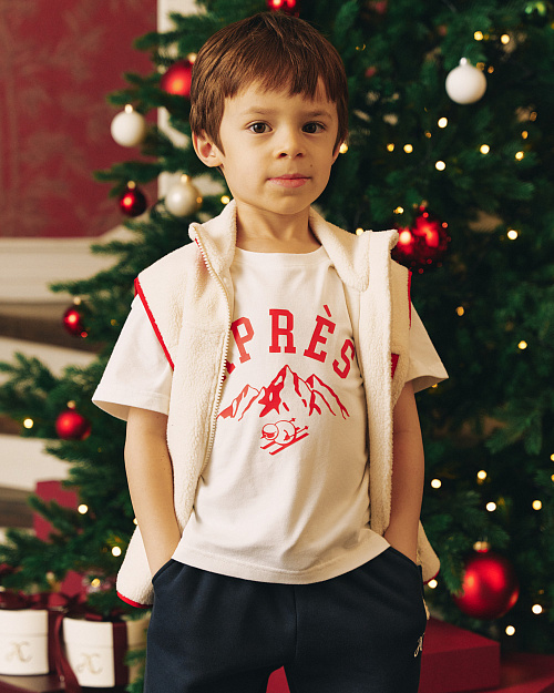 Детский жилет Unisex из флиса с меховым эффектом, молочный