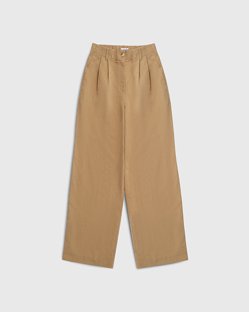 Брюки палаццо с резинкой на спинке, из лиоцелла, бежевый