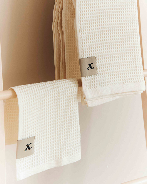 Полотенце вафельное, бежевый, 34x35 см