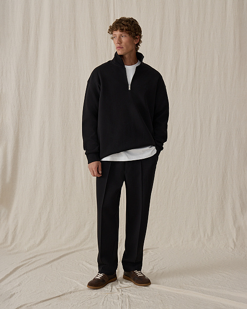 Мужской свитшот-поло, черный