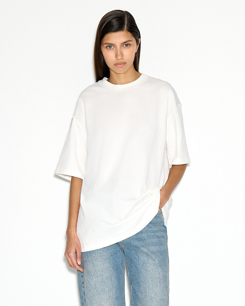 Оверсайз футболка с акцентными швами, из 100% хлопка, белый