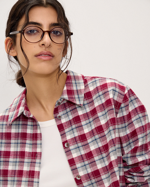 Клетчатая рубашка из плотного хлопка, бордовый