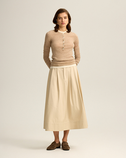 Хлопковая юбка "солнце", светло-бежевый