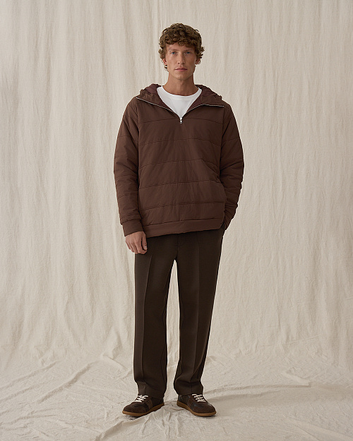 Мужские брюки с защипами, из футера, коричневый