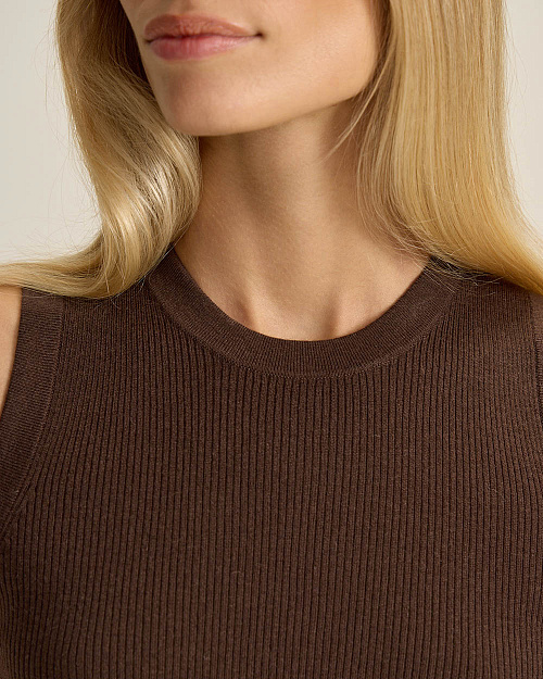 Вязаный топ из шерсти мериноса, коричневый шоколадный