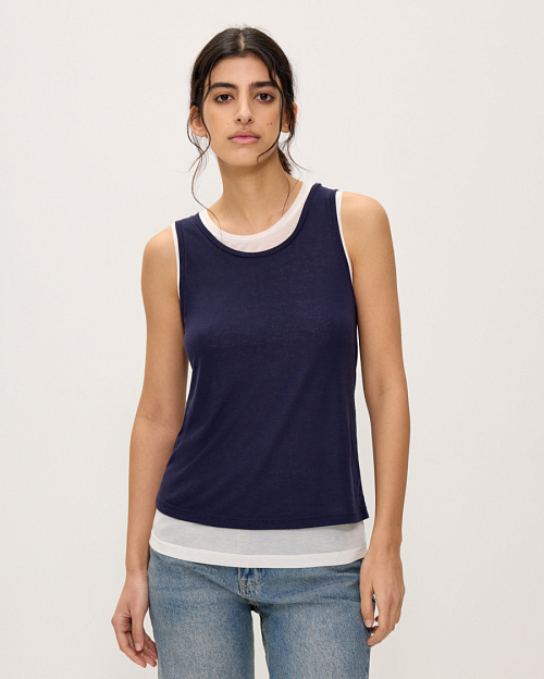 Двухслойная майка из тенселя и шерсти, синий