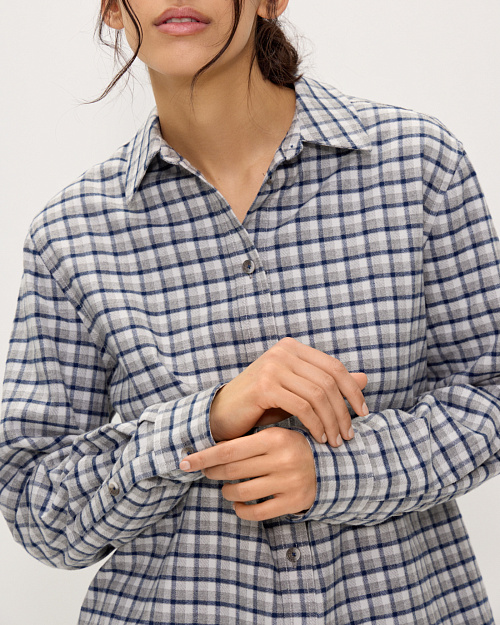 Клетчатая рубашка из плотного хлопка, серый