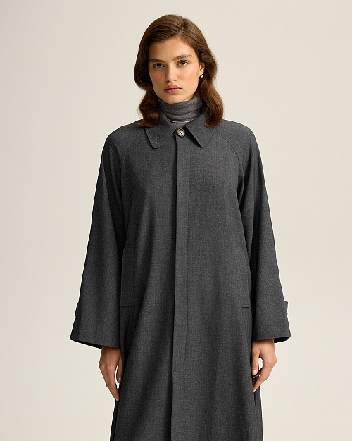 Пыльник с воротником трансформером, серый