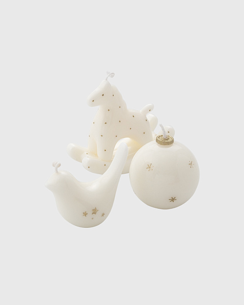 Набор свечей в виде елочных игрушек, молочный