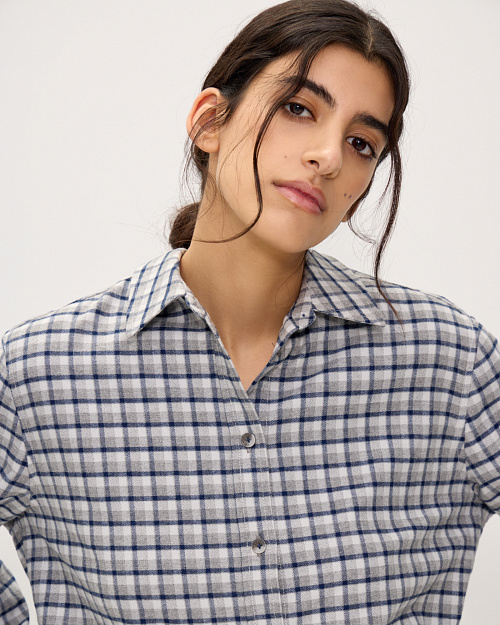 Клетчатая рубашка из плотного хлопка, серый