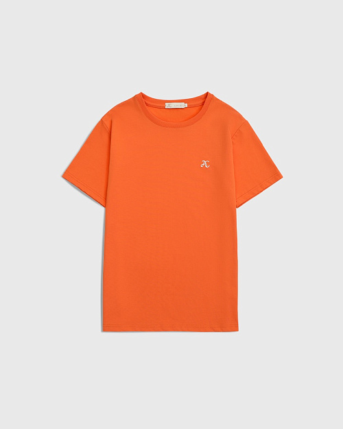 Оверсайз футболка Unisex, с принтом и вышивкой, из 100% хлопка, оранжевый