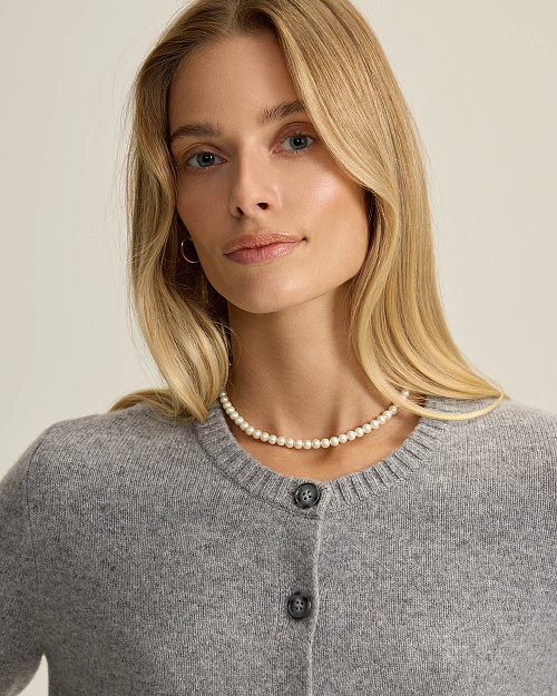 Шерстяной кардиган на пуговицах, серый меланж