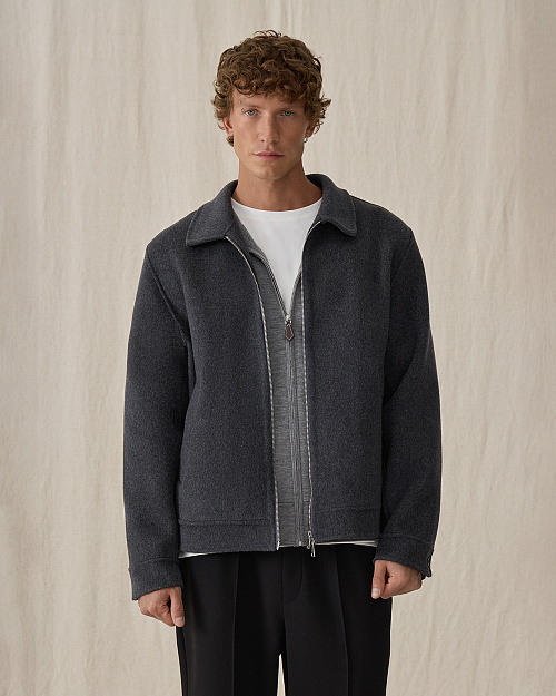 Мужская куртка из шерстяной пальтовой ткани, серый