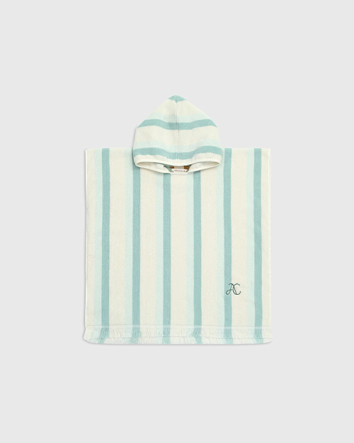 Детское пончо махровое в полоску, мятный