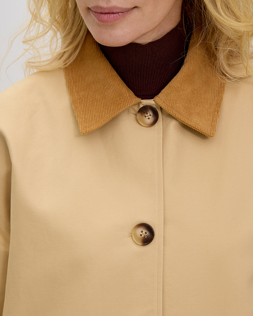 Хлопковая куртка с вельветовой отделкой, бежевый