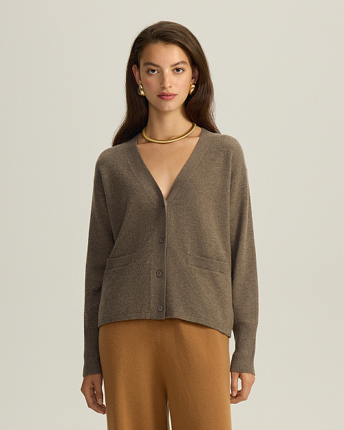 Кардиган женский, коричневый меланж