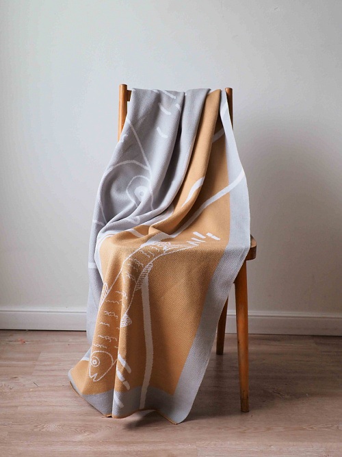 Плед, серо-желтый, 160х100 см