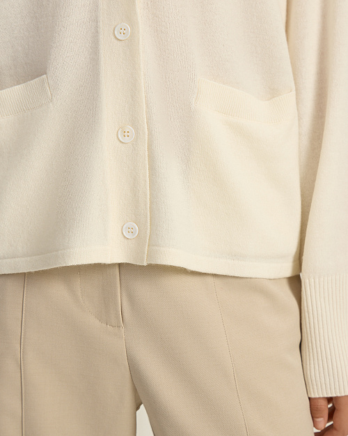 Кардиган из шерсти мериноса, молочный