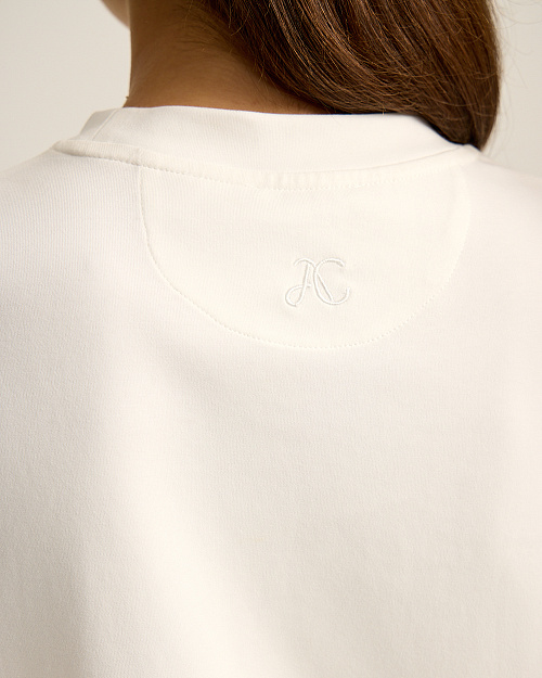 Футболка оверсайз из хлопка и спандекса, молочный