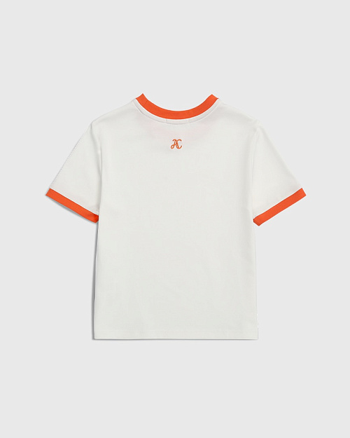 Футболка приталенного кроя, белый, оранжевый