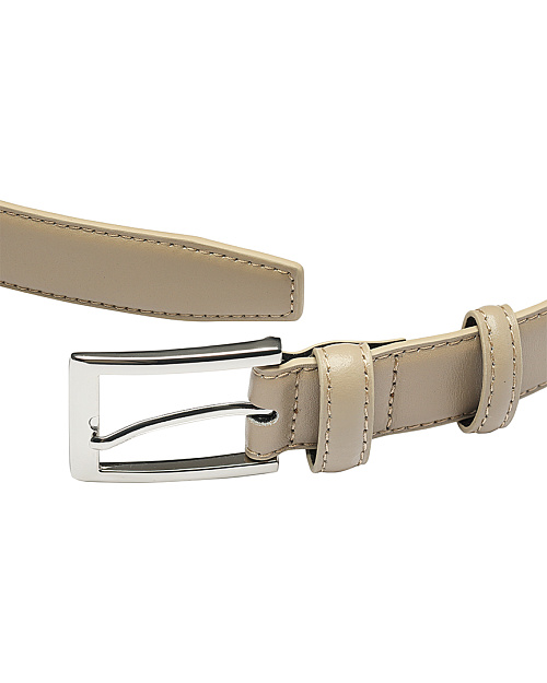 Ремень из натуральной кожи, бежевый