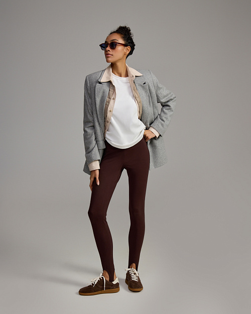 Легинсы со штрипками, коричневый