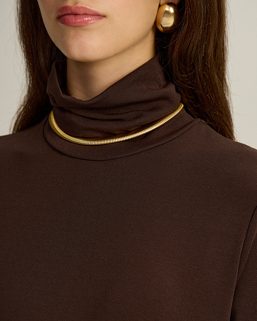 Водолазка из модала с шерстью, коричневый